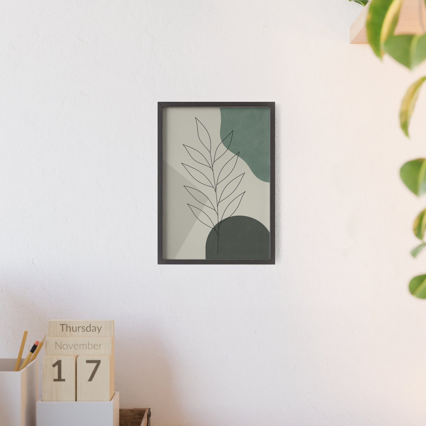 Abstraktes Blätter-Poster – Sanfte Grüntöne & Minimalistisches Design