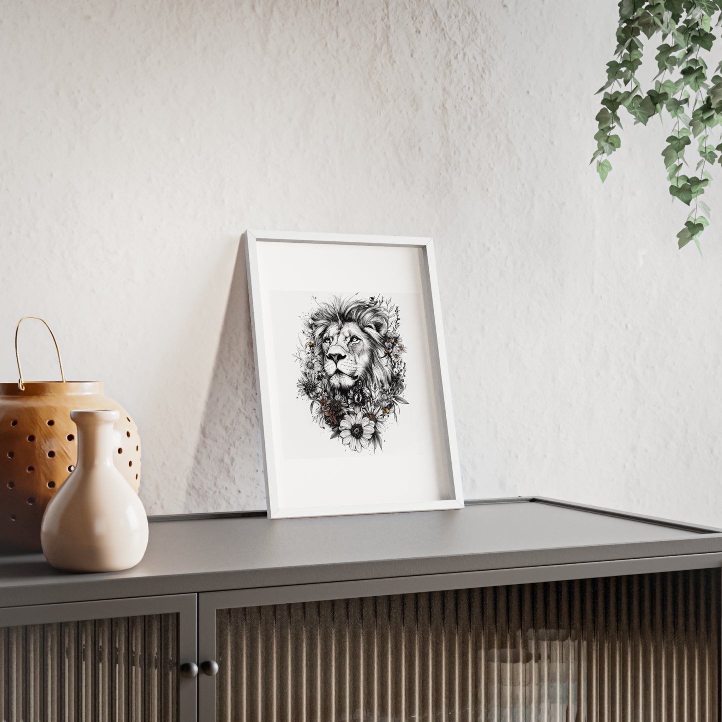 Löwe im floralen Stil