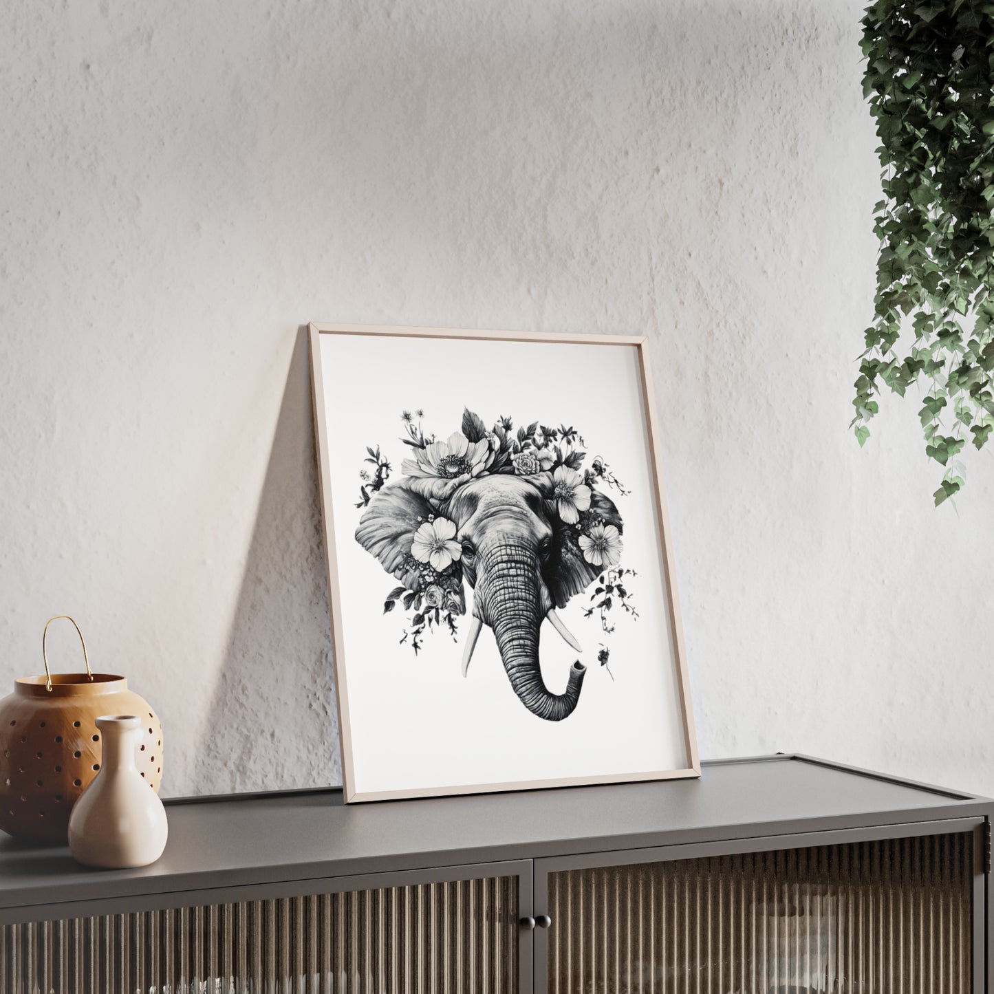 Elephant mit Wildblüten