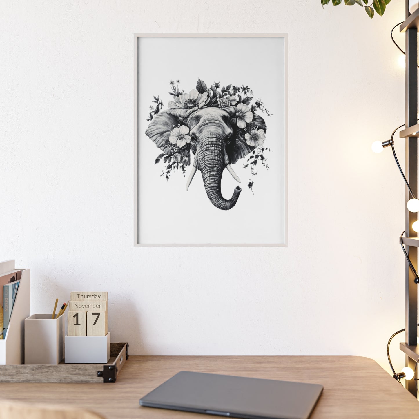 Elephant mit Wildblüten