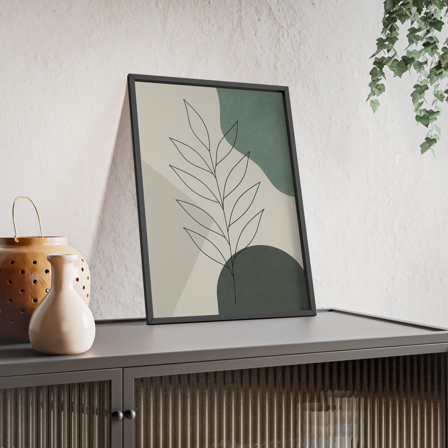 Abstraktes Blätter-Poster – Sanfte Grüntöne & Minimalistisches Design