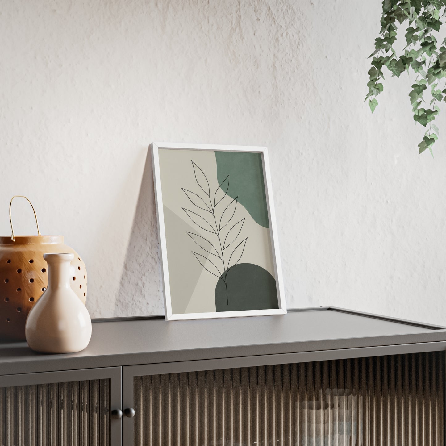 Abstraktes Blätter-Poster – Sanfte Grüntöne & Minimalistisches Design