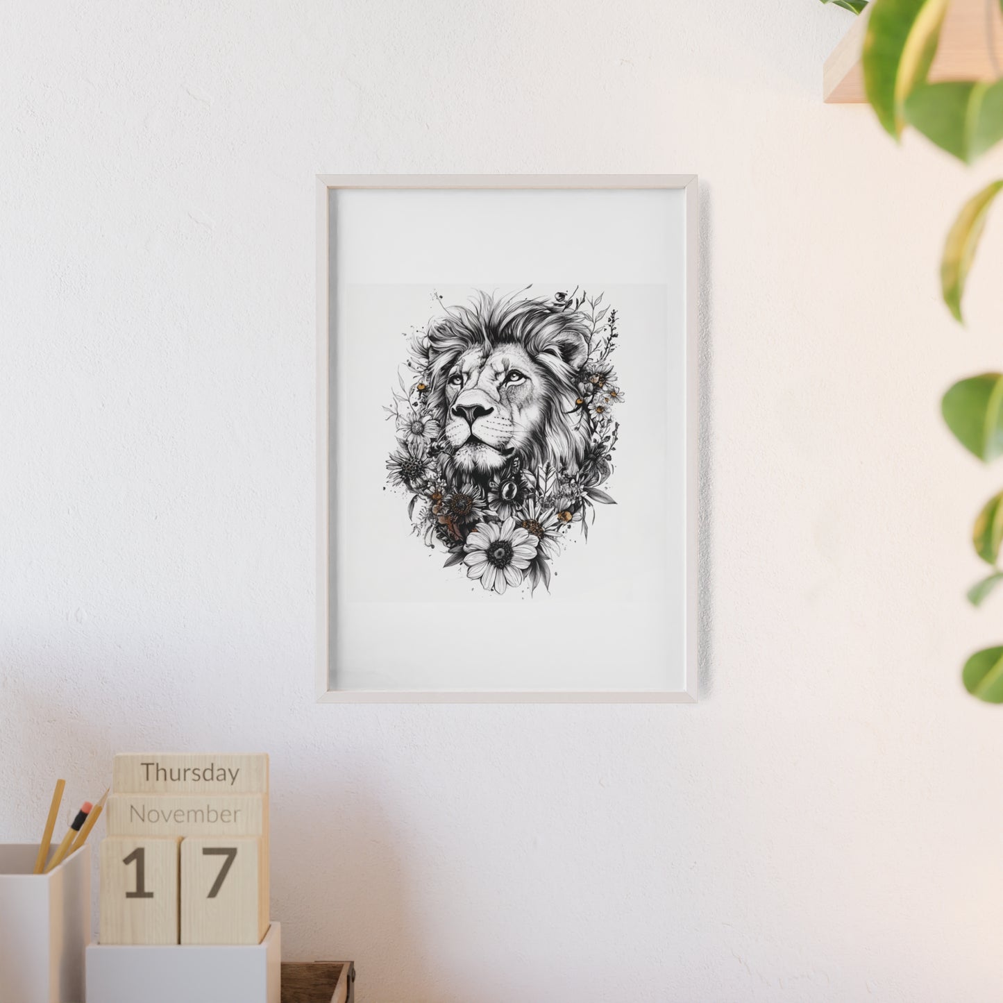 Löwe im floralen Stil