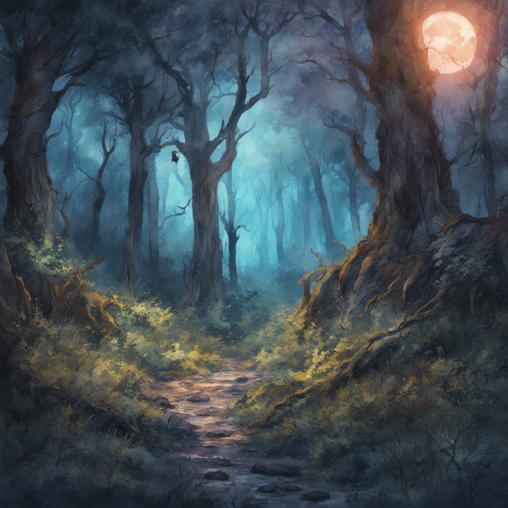 Poster zum Download - Wald im Mondschein