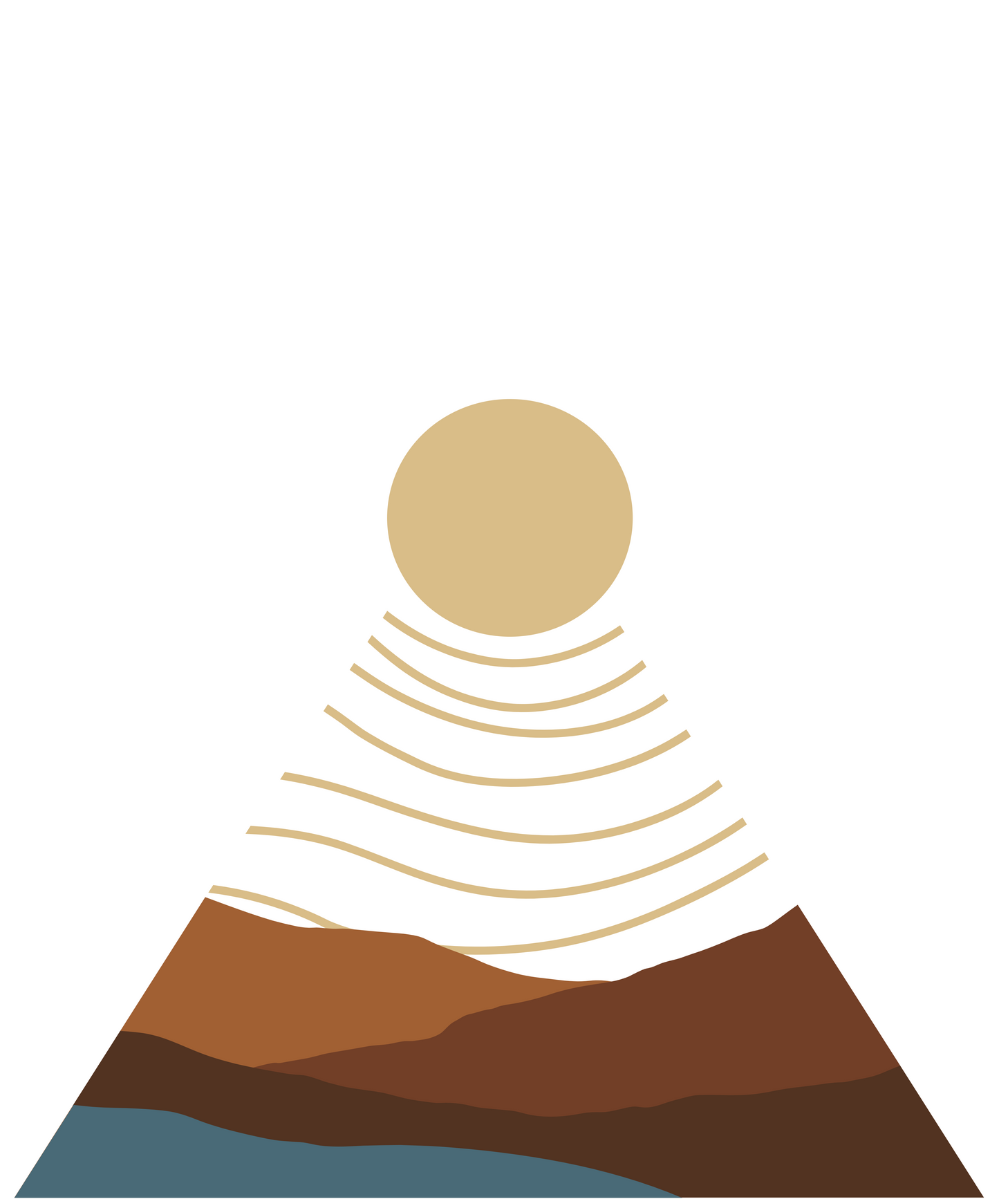 3er Set Poster - Boho Design: Sonnenuntergang über den Bergen